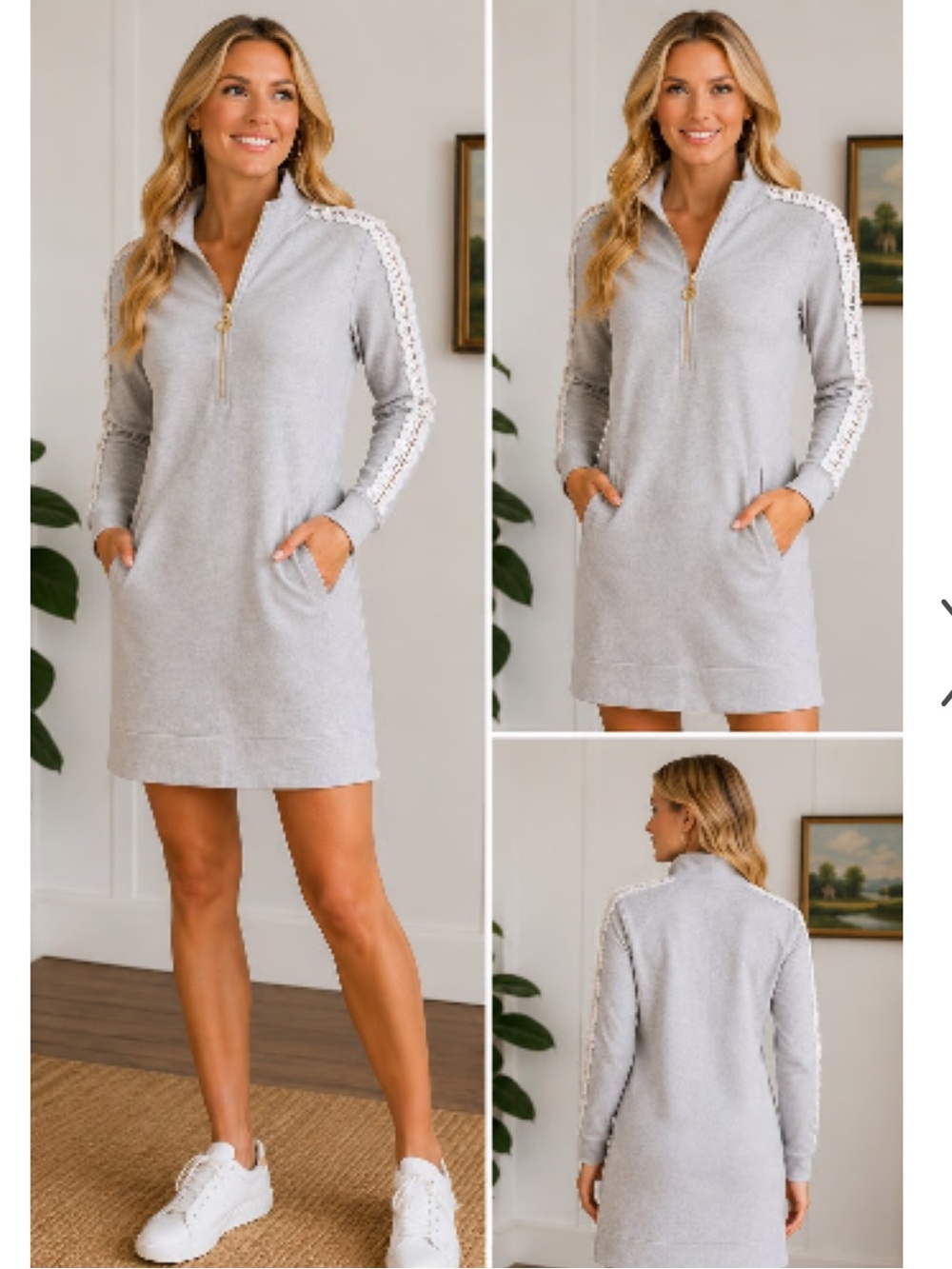 NEW Lilly Pulitzer Skipper Solid Popover Dress in Heathered Seaside Grey